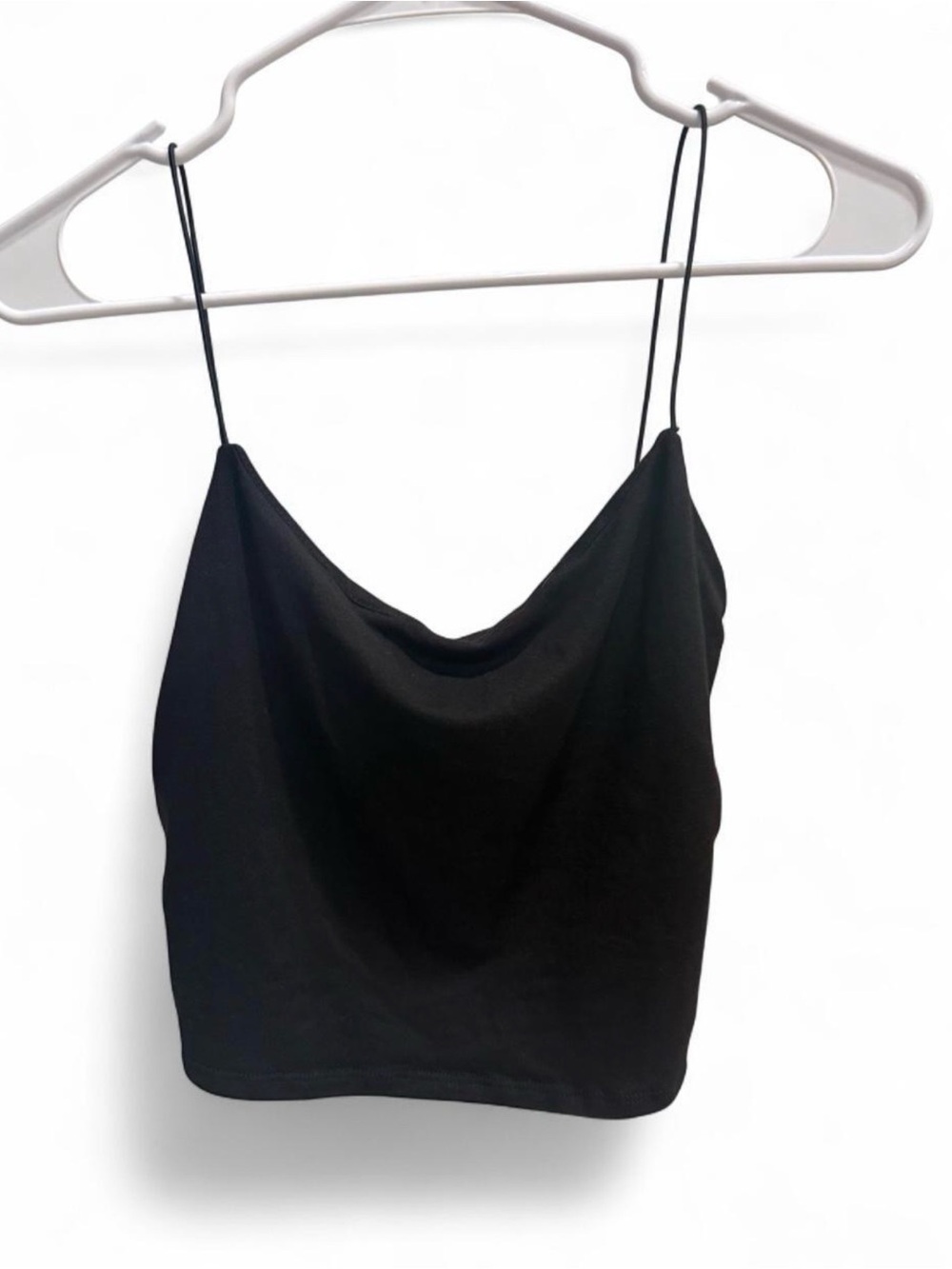 gaze Black Cowl Neck Spaghetti Strap Crop Top